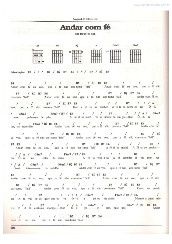 Super Partituras Andar com Fé (Gilberto Gil), com cifra