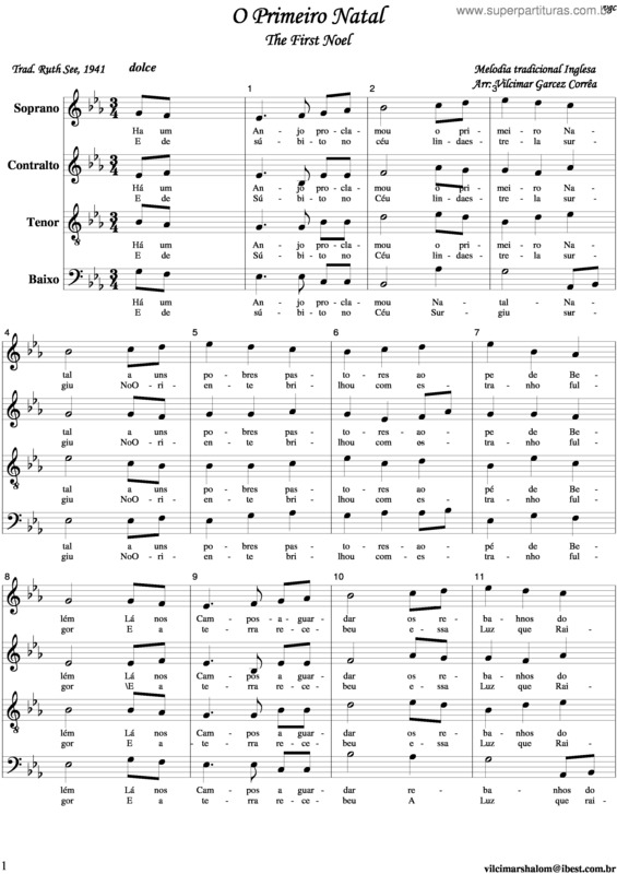 Super Partituras - O Primeiro Natal ((Desconhecido)), com cifra