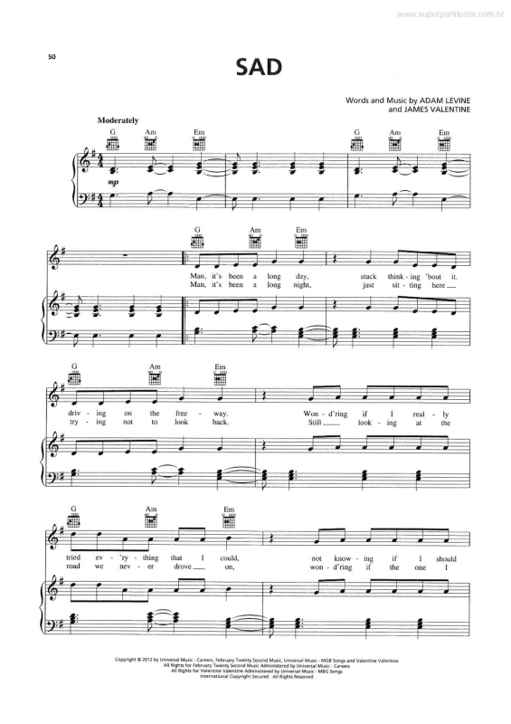 sad piano chords maroon 5