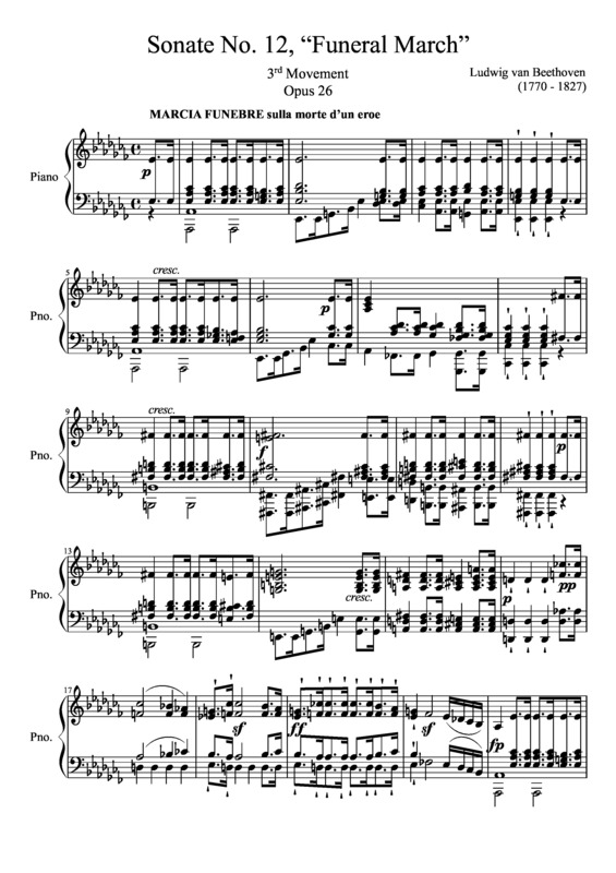 Super Partituras Sonata No. 12 Funeral March 3rd Movement (Ludwig Van